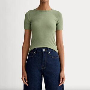 Everlane Luxe Rib Crew, size small, in sagebrush